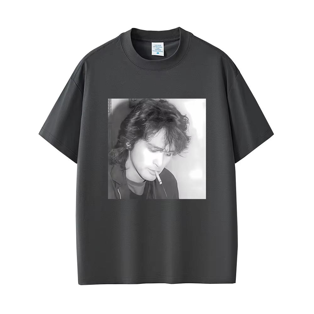 Rock men's shirt O-Neck Short Sleeved Viktor Tso Smoking Graphic Women's oversized Tshirt
