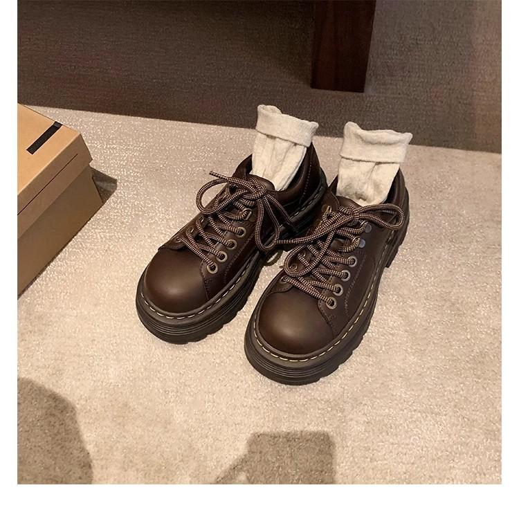 

Виноградный матовый новый классический стиль шнуровка лоферы круглый носок универсальная одинарная обувь низкий каблук дерби маленькие кожаные туфли женские 40