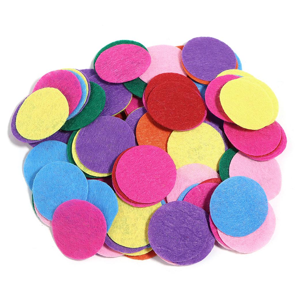 100-300pcs Round Non Woven Felt Circle Pads 15-45mm Colorful Fabric Patches Dots Appliques For DIY Scrapbook Handicrafts Decor