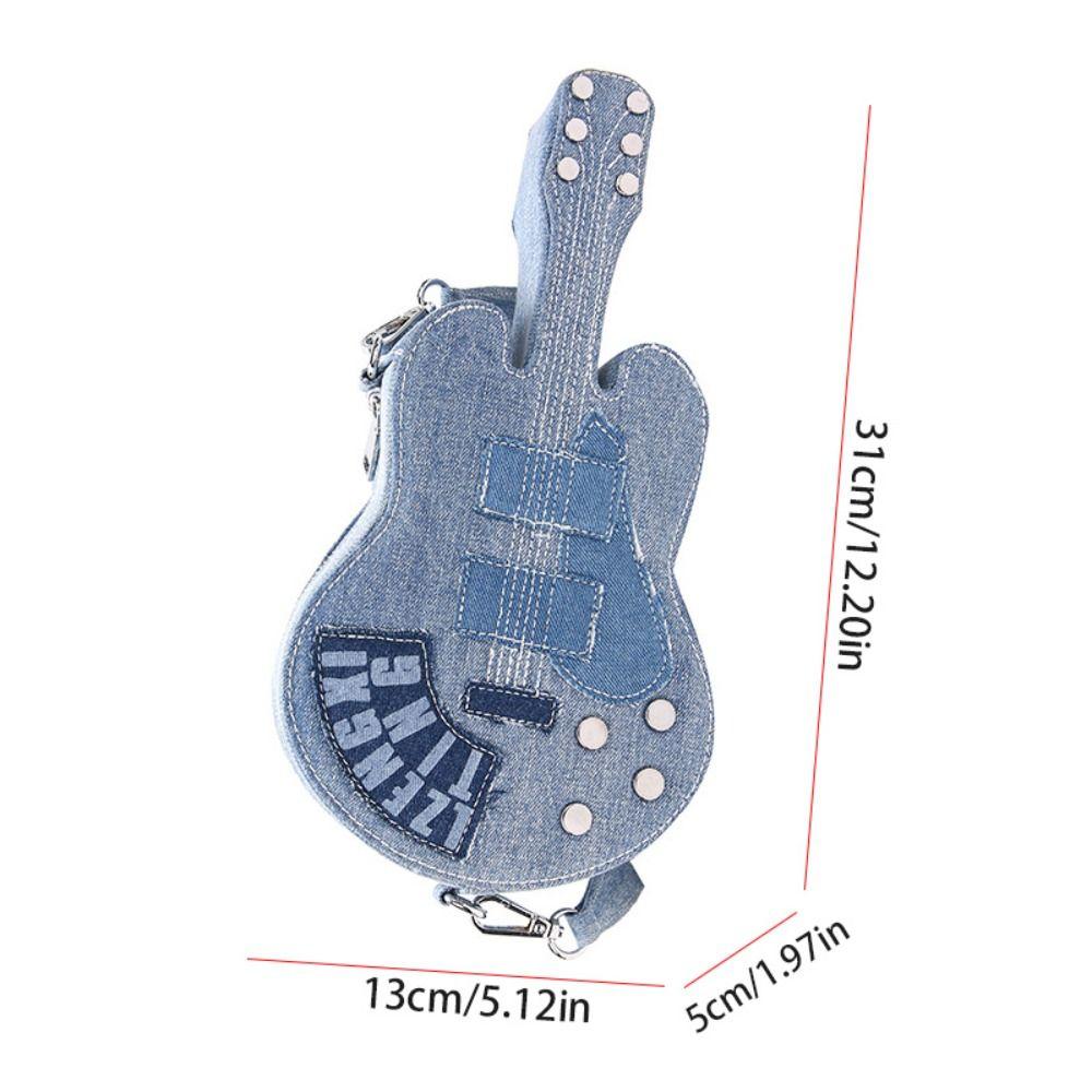Large Capacity Denim Canvas Bag Y2k Jeans Messenger Bag Simple Guitar Crossbody Bag  Girl