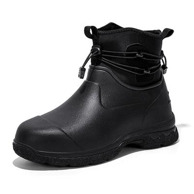 Scarpe da Pioggia da Uomo Tomaia in Pelle Suola Spessa Stivaletti Alti Antiscivolo Scarpe d'Acqua Escursionismo all'Aperto Stivali Caldi con Pelliccia Stivali di Sicurezza da Lavoro