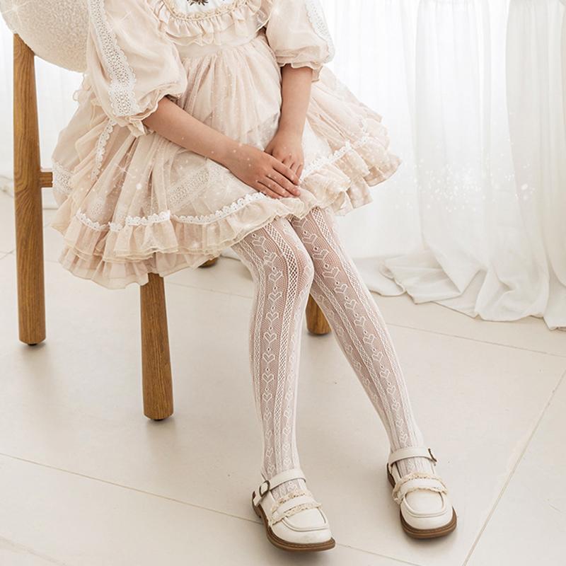 Summer Fashion Girls Tights Nylon Breathable Mesh White Black Children Princess Pantyhose Elasticity Leggings For 3-12Y