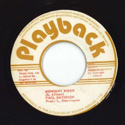 7inch Record PAUL DAVIDSON - Midnight Rider / Version 403 Play Back 1975 Jamaica Reggae, Ska & Dub