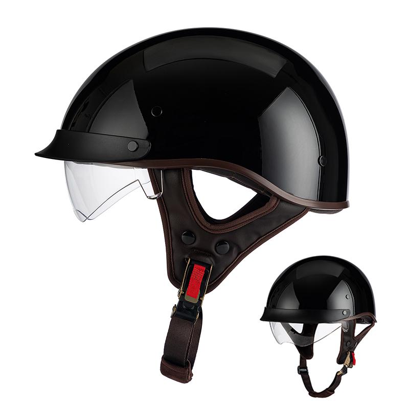 2025 new classic retro motorcycle helmet lightweight ABS material for men and women riding pedal breathable lining half helmet