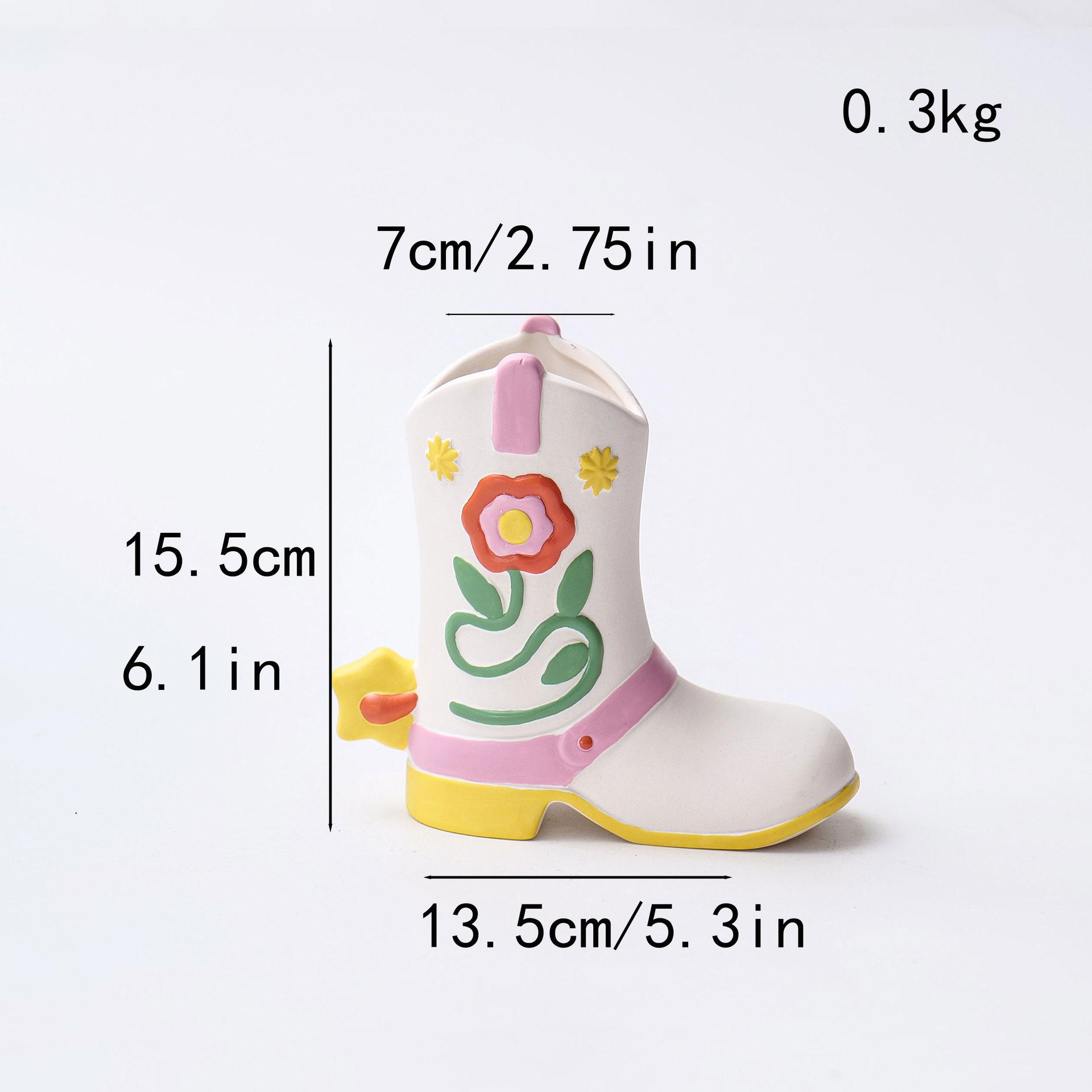 

Креативна керамічна ваза-черевик Європейська ручний розпис Смугаста керамічна ваза Світла розкіш Декор для вітальні Орнамент Ваза