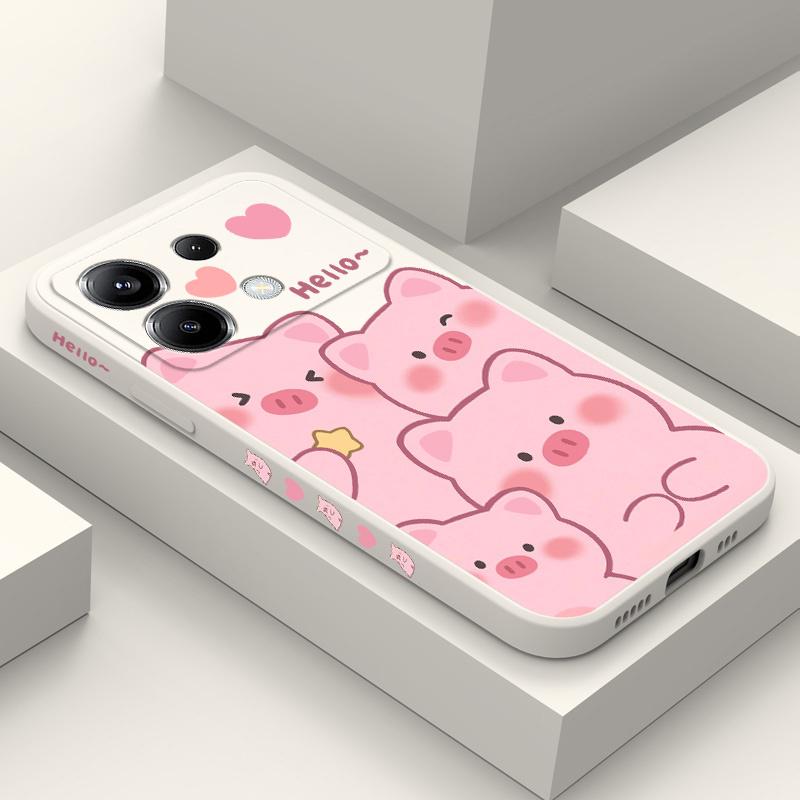 Happy Pig Phone Case For Xiaomi Poco F8 F7 X7 X6 F6 M6 M5 M5S F5 X5 F4 X4 M4 F3 M3 X3 Pro 4G 5G GT Silicone Cover