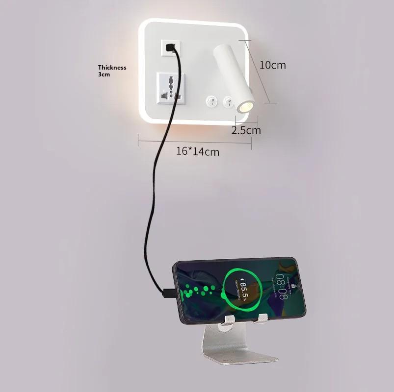 Creative LED Rotating Switch Wall Light USB Charging Port Living Room Corridor Decorative Wall Light Bedroom Study Reading Light