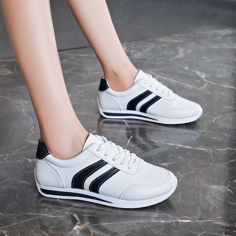 Summer little white shoes soft sole versatile lace-up casual sports shoes soft leather running shoes women's shoes