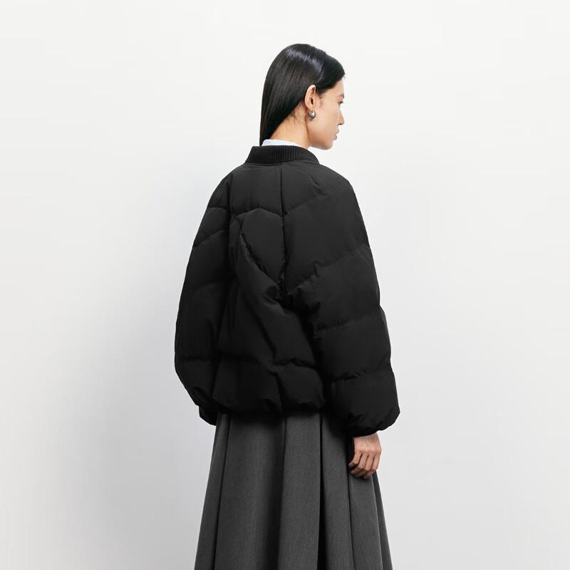 Veromoda 2025 Winter Short Ribbed Collar Loose-Fit 90% White Duck Down Jacket