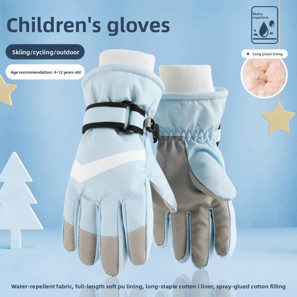 

Non-Slip Grip Snowboarding Gloves Windproof Warm Mittens New Winter Gloves for Boys Girls L синій