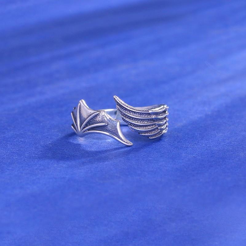 Adjustable Angel Demon Wing Ring Men Women Vintage Retro Style Plated Geometric Statement Jewelry