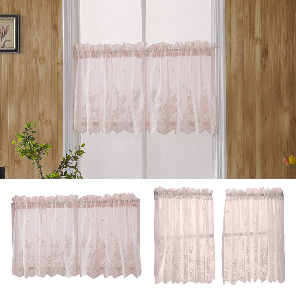 Tier And Valance Curtain 3 Pieces Embroidered Kitchen Curtains