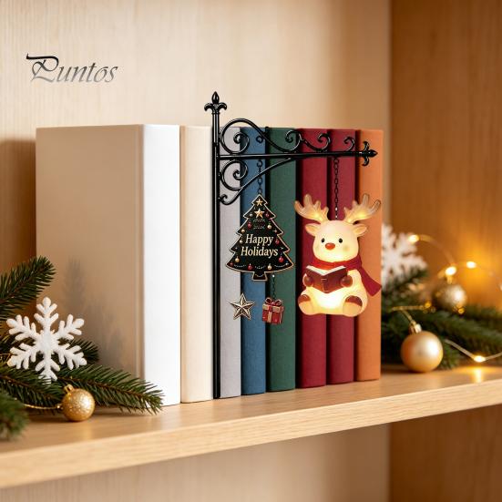 Wall Mounted Holiday Light 2PCS Christmas Bookshelf Lamp, Resin Santa Claus Elk Snowman Hanging Lamp Light, Multi-Color Lighting Ornament for