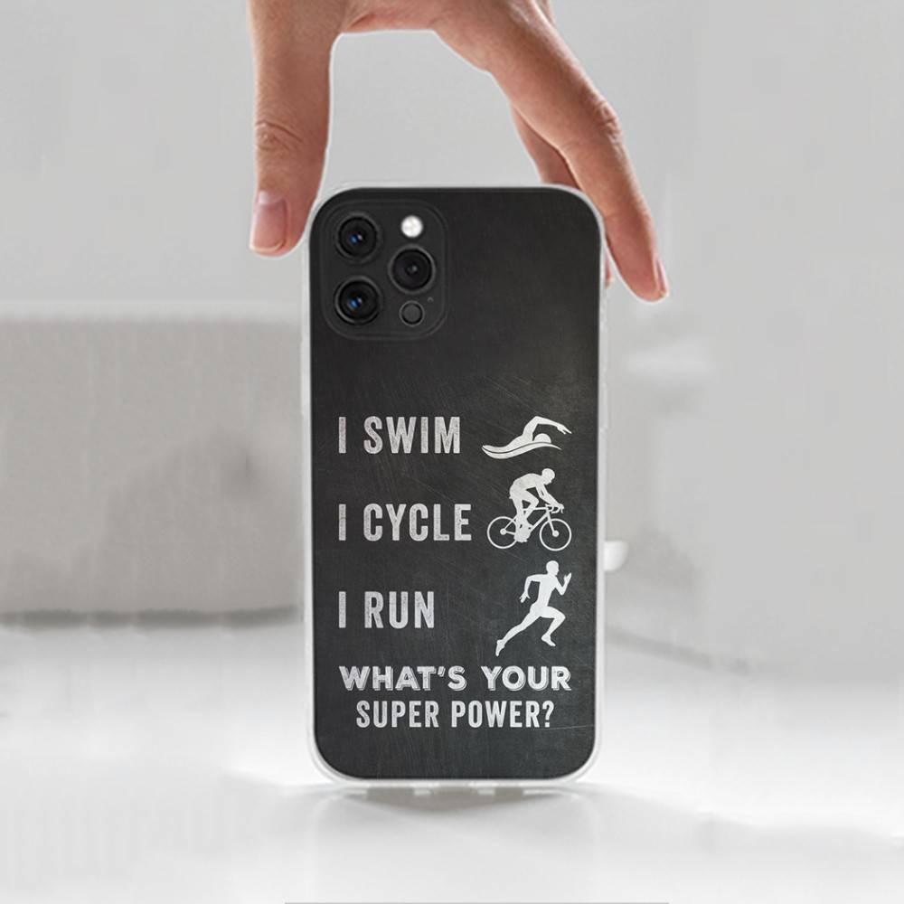

Swim Bike Run Triathlon Case For iPhone Max,14,16,X,13,XR,SE,12,15,Pro,17,Plus,11,XS,Mini Transparent Soft Cover iPhone14