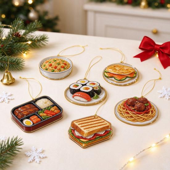 Fun Holiday Ritual Gift Grab Some Lunch Advent Calendar, 24 Days 2D Acrylic Food Seasonal Home Decor Ornaments Christmas Countdown Calendar for Tree,