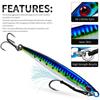 3D Fast Drawing Sea Fishing Lure with Hook Boat Fishing for Drifting Mackerel Hook, Long Throw Speed Sinking Iron Plate Fishing Gear