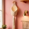 Cotton Rope Woven Hanging Basket Bohemian Plant Net Pouch Wall Tapestry Garden Decor Flower Basket Horticulture Decoration