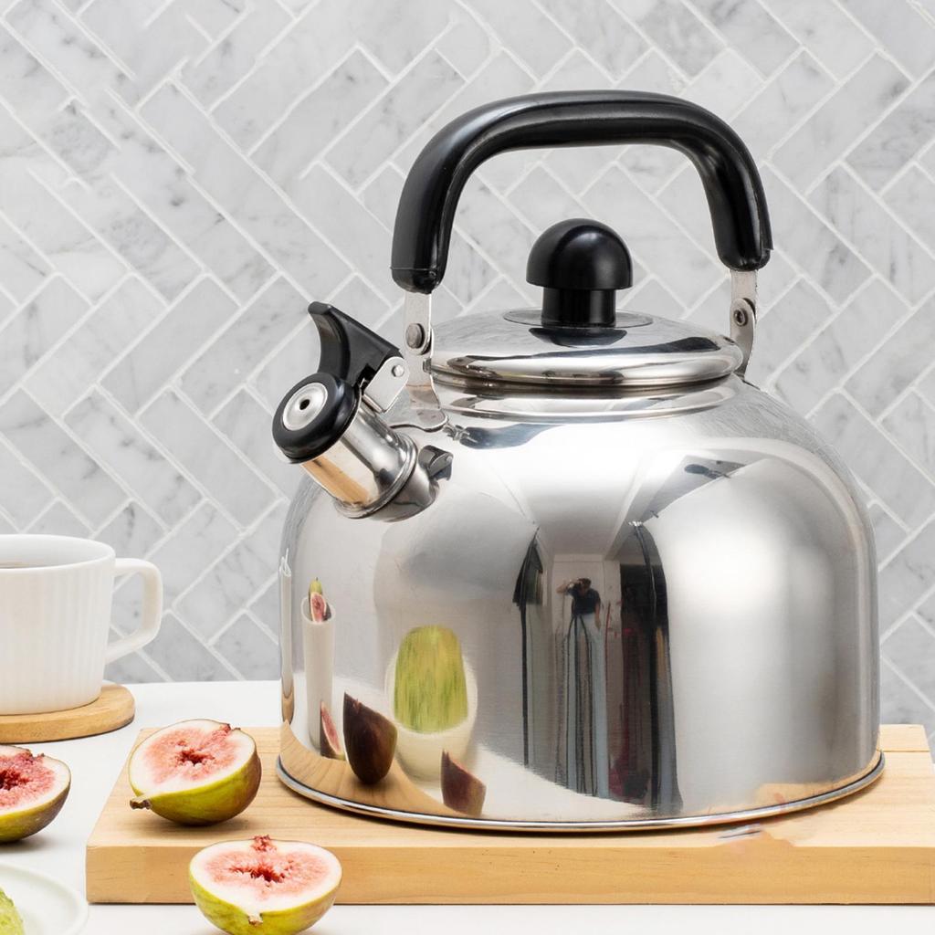 3L Stainless Steel Whistling Tea Kettle Water Boiler Large Capacity Water Kettle for Dorm Outdoor Camping Household Apartment