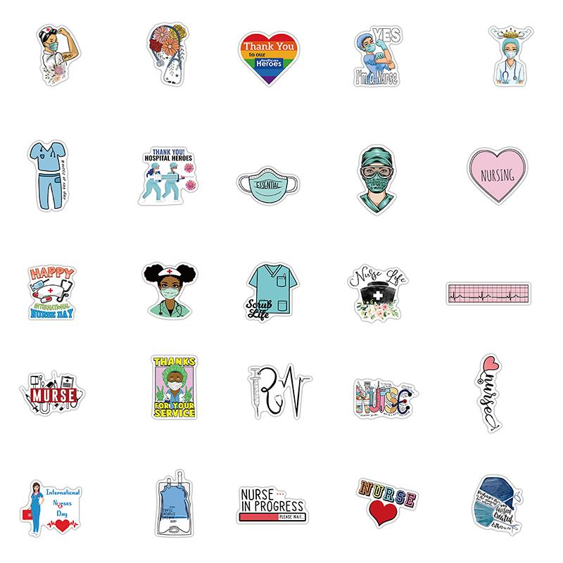 50Pcs Doctors Nursing Nurse Cute Angel Graffiti Stickers Luggage Laptop Decal