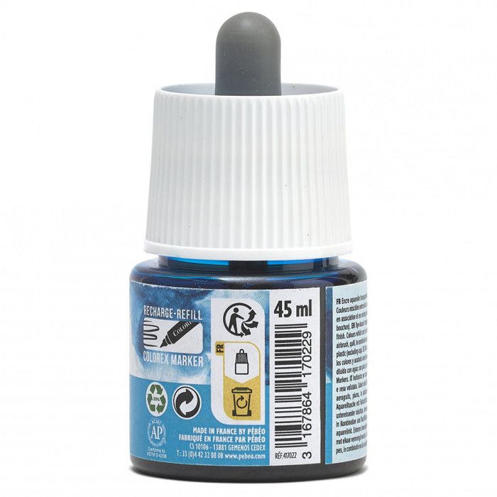 Encre Aquarelle - PEBEO - Colorex - 45 ml - Couleur Cyan - Mixte