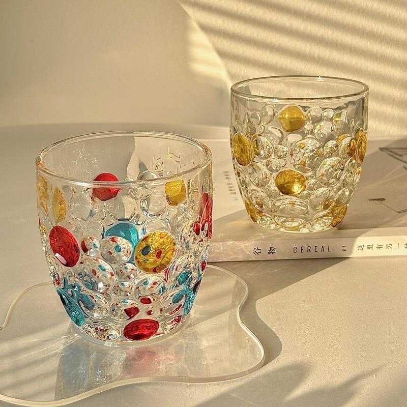 Creative Color Bead Cup Light Luxury Ins Wind Color Dot Juice Cup Milk Cup Coffee Cup Glass Cup