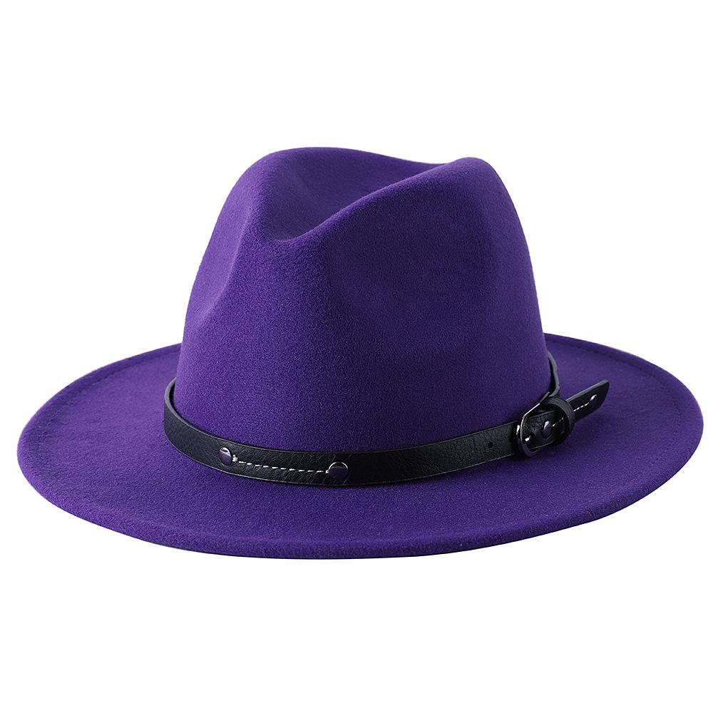 1Pc Fashion Wool Fedora Hat Men Autumn Winter Wide Brim Jazz Cap Imitation Woolen Women Church Felt British Hat