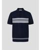 BEANPOLE GOLF Men'S Short Sleeve Striped Textured Collar T-Shirt - Navy