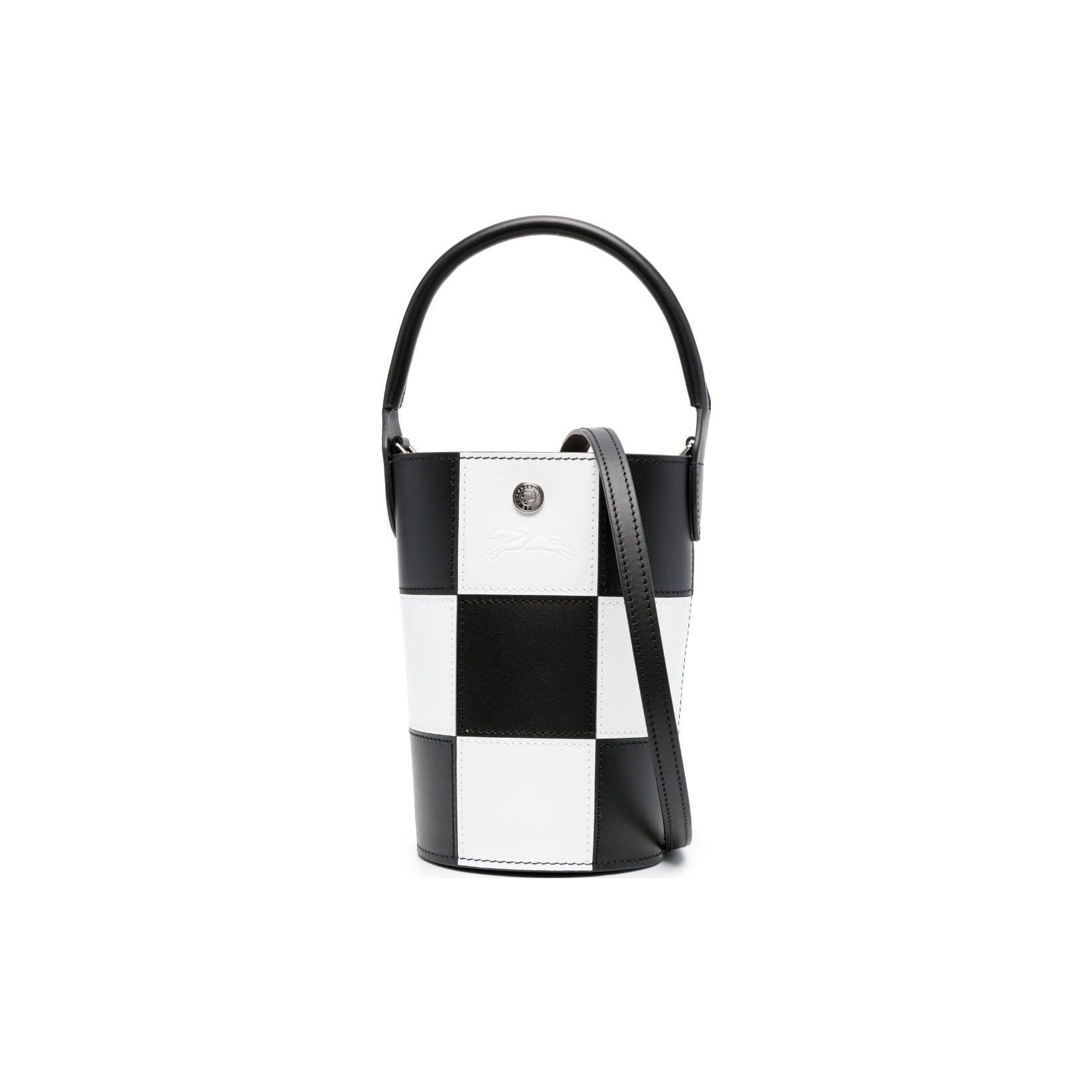 Longchamp pure 18 Check Print Hardware Buckle Tote Bag Mini Women tote bags Black White 10213HDU067 Basic Set BagDust Bag 30990₽