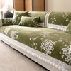Tecido francês antigo para capa de sofá, uma toalha de sofá capa inteira, Chenille universal para as quatro estações, fileira reta, almofada de assento antiderrapante