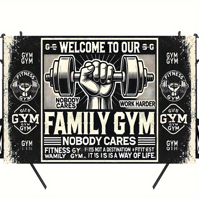2D flat design single-piece installation home gym welcome background suitable for home workouts and birthdays