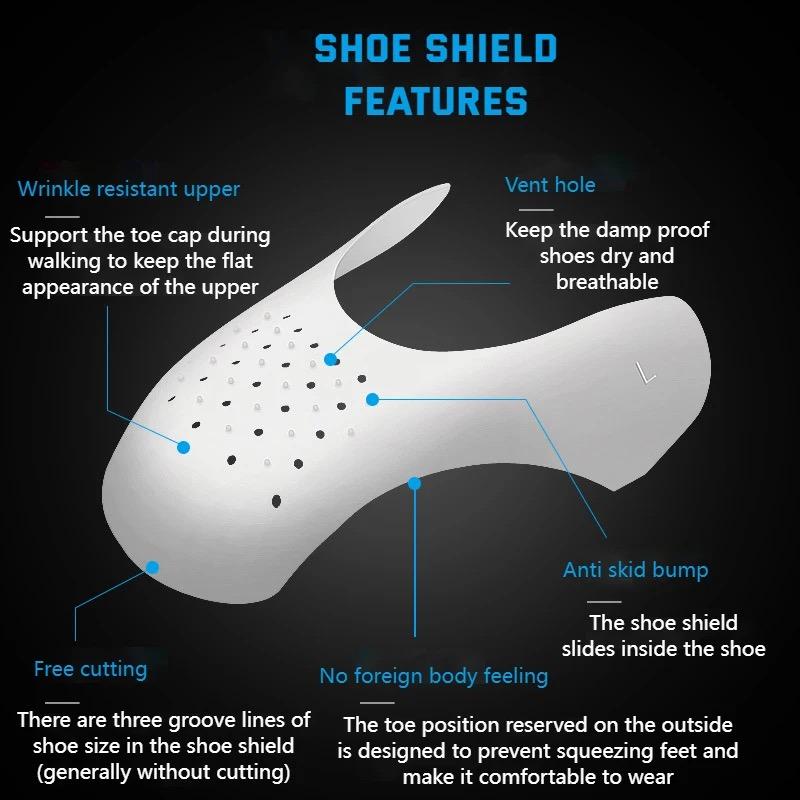 1Pair Toe Cap Support Crease Protector Shoe Anti Crease Bending Crack Shoe Stretcher Lightweight Keeping Shield Sneakers