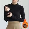 Women's Velvet Fleece-Lined Slimming Warm Long Sleeve T-Shirt - Autumn/Winter.