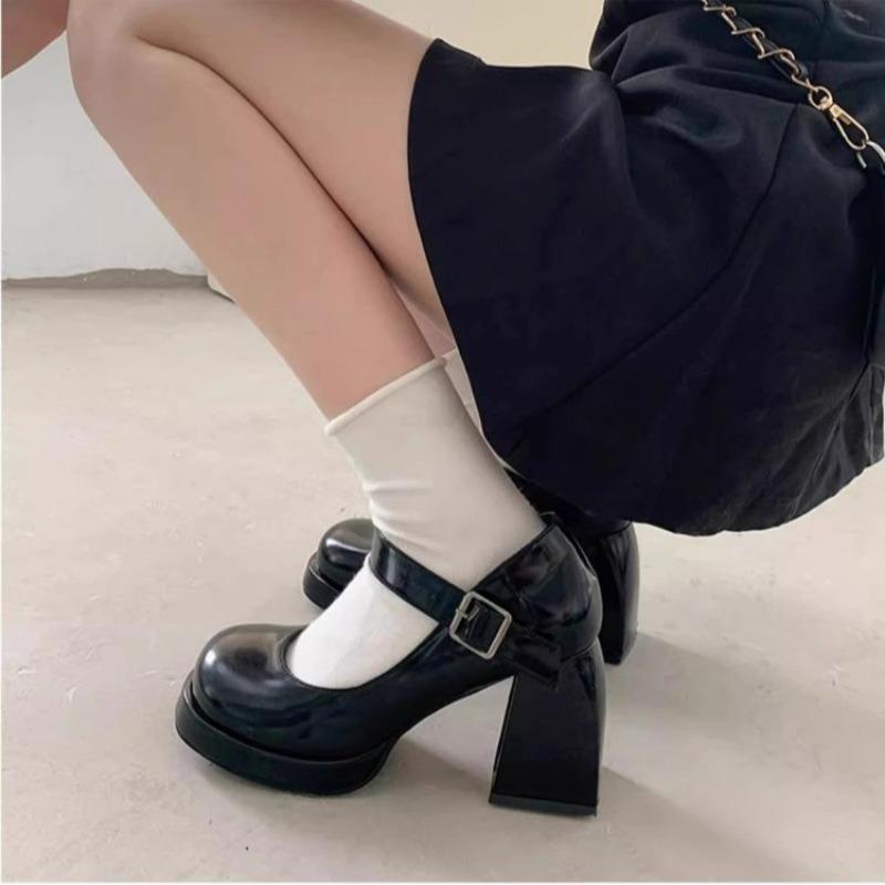 Women's High Heels Pumps Mary Jane Shoes Platform Pink Black Wine Red White Block Heeled Working Party Dance Wedding Shoe Female