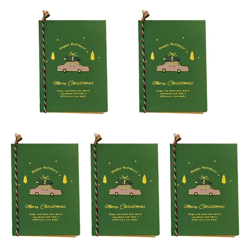 5pcs Creative Merry Christmas Greeting Cards Kid Cartoon Blessing Christmas Card New Year Postcard Gift Christmas Decor