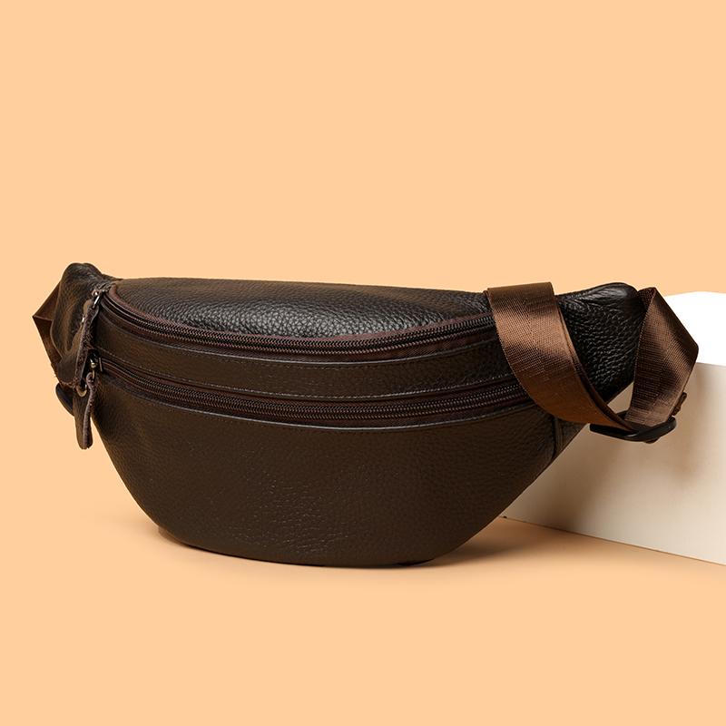 New Luxury Genuine Leather Men's Waist Pack Crossbody Sling Bags Minimalist Phe Pouch Secure Travel Shoulder Bag for Daily Use