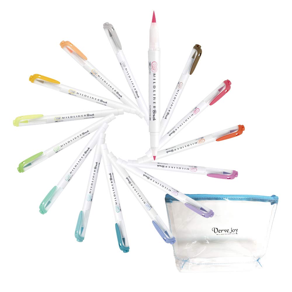 

Набор кистей Zebra Mildliner Brush 15 Color Pen Case Set Brush Pen Extra Fine Dual Pigment Marker Pen - Применение, на водной основе