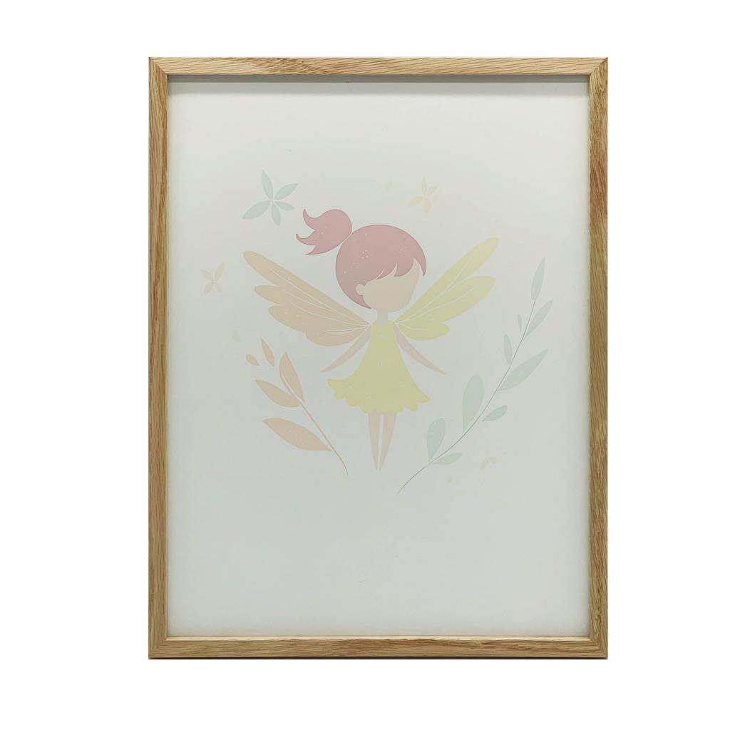 Plakat Mała Wróżka W Różowych Włosach Plakat Mała Wróżka W Różowych Włosach, 30X40 Cm, Rama Drewniana Ciemny Brąz, Papier Matowy 230 Gsm
