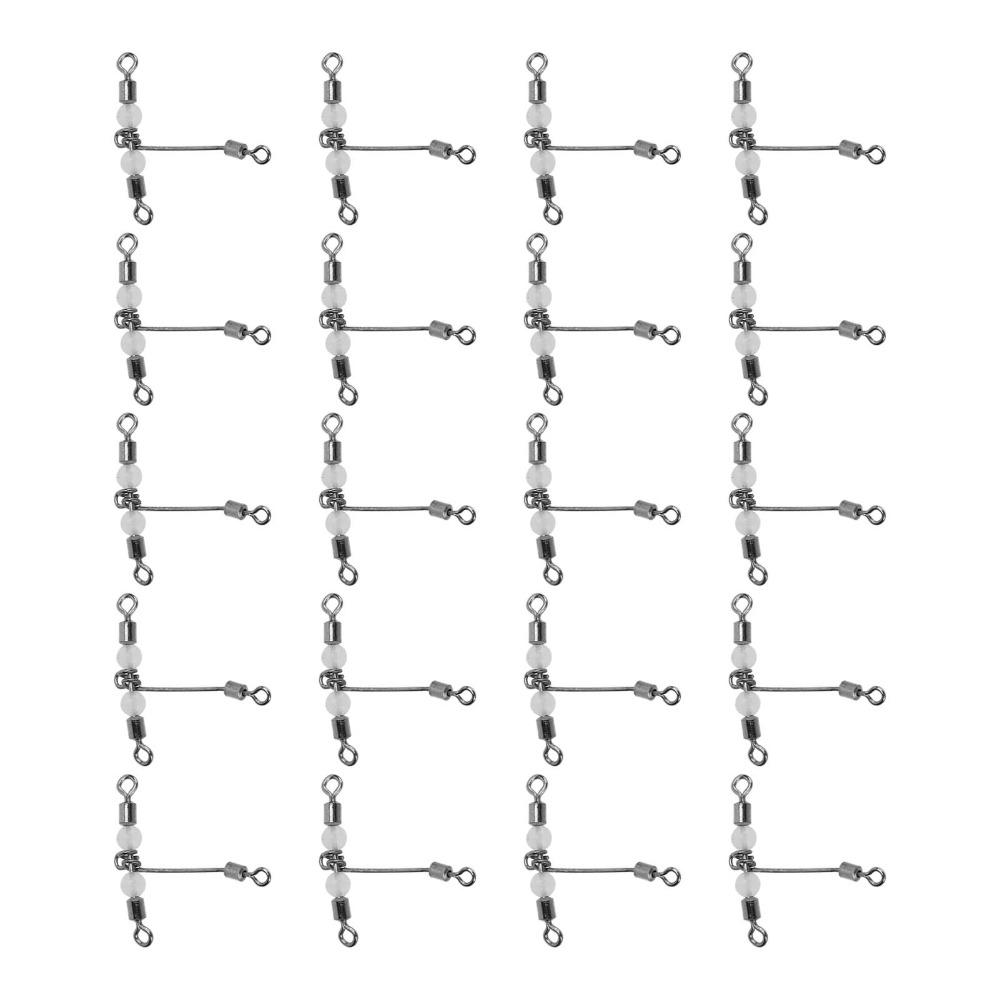 20PCS with Luminous Beads 3 Way Fishing Swivel T Shape Fishing Swivel  Saltwater Fishing