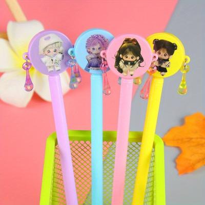 Back To School Season 10pcs 0.5mm Creative Rattle Shape Gel Pen Cute Girl Pattern Signature Pen Gift Gift Special Pen