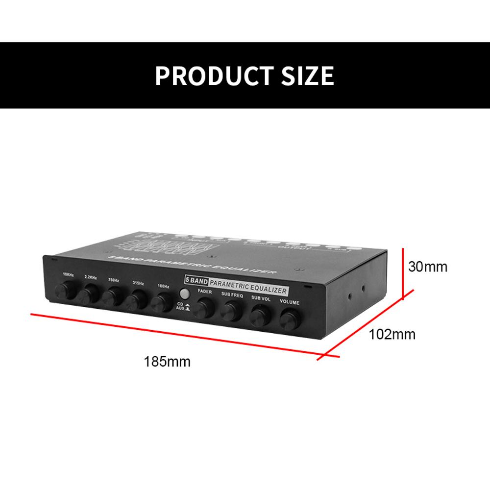 Professional 5 Band Car Equalizer Multifunctional Car Audio EQ Tuning Crossover Amplifier Parametric Equalizer Car