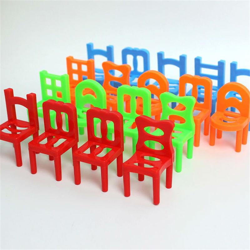 18Pcs/Lot Chair Shape Blocks Mini Plastic Balance Stacking Chairs Block Toy Kids Desk Play Game Toys