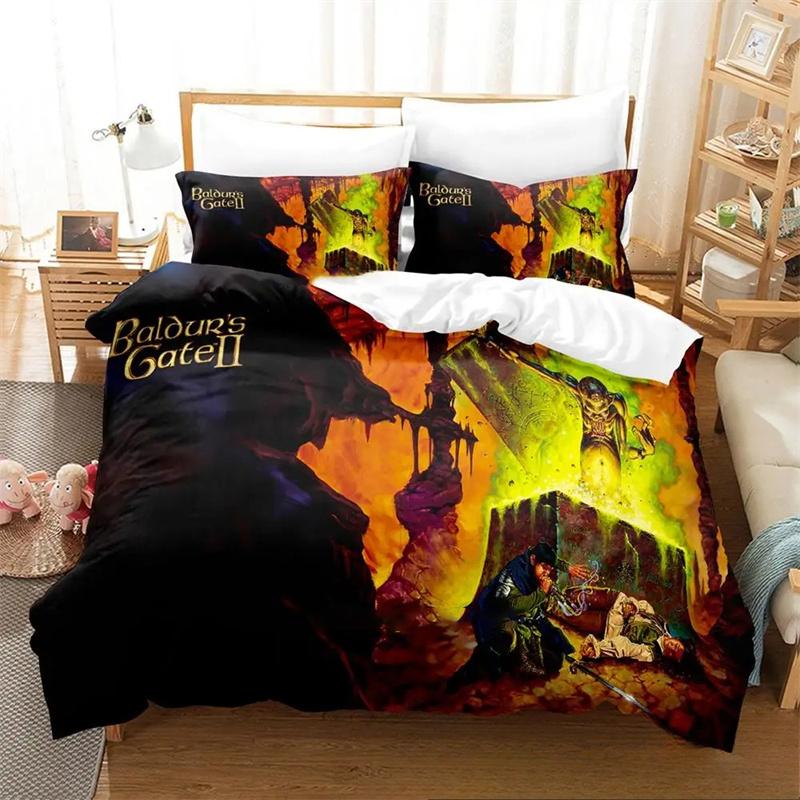 Set da letto 3D Gioco Baldurs Gate 3, Copripiumino Piumino Set da letto Copripiumino Federa, Misura King Queen Singolo Ragazzi Ragazze Adulti