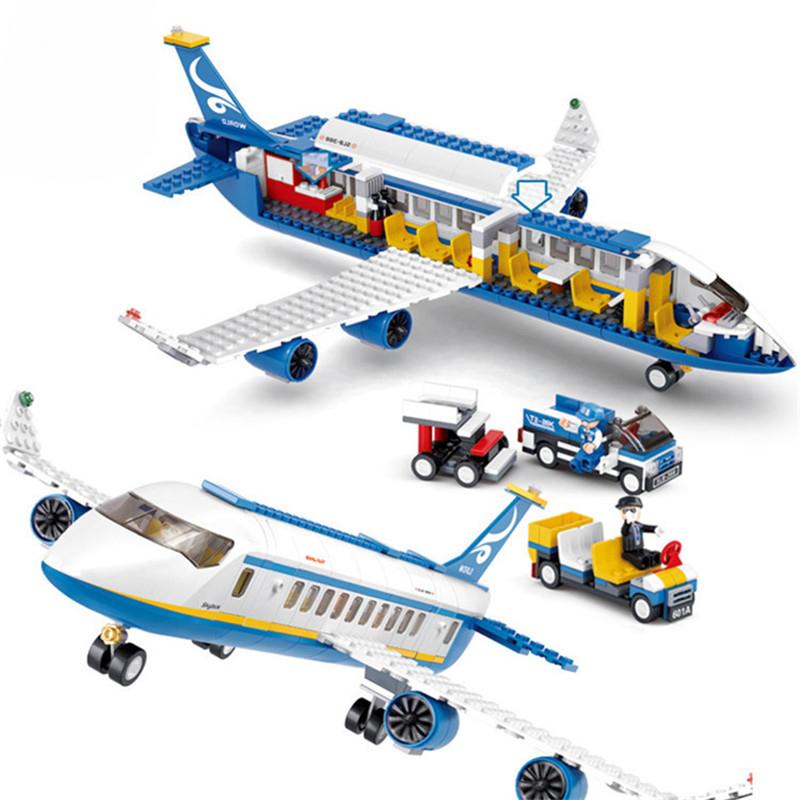 DIY Kreatives Flugzeug Luftfahrt Flughafen Modernes Flugzeug Bus Frachtflugzeug Flugzeug Baustein Spielzeug Lernspielzeug für Kinder