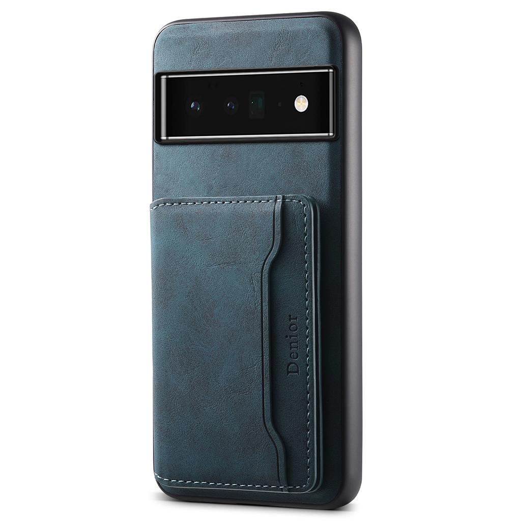 DENIOR D13 For Google Pixel 6 Pro 5G Retro Case Leather Phone Back Cover Detachable 2-in-1 Card Holder