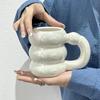 Keramiska Söta Muggar Kaffekoppar Korea Kawaii Designer Cirkel Bubbla Kaffekoppar Frukost Mjölk Juice Te Handtag Kopp Mikrovågssäker