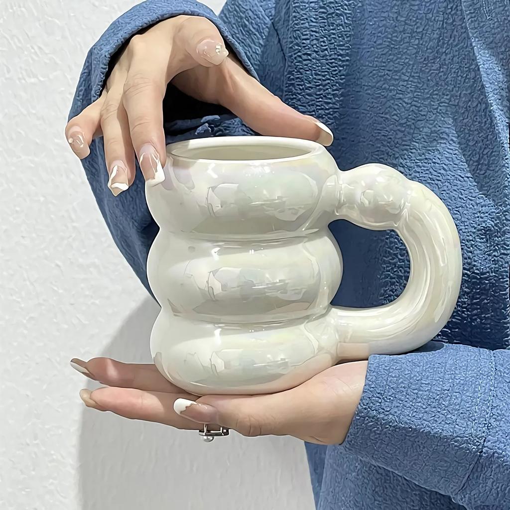 Keramiska Söta Muggar Kaffekoppar Korea Kawaii Designer Cirkel Bubbla Kaffekoppar Frukost Mjölk Juice Te Handtag Kopp Mikrovågssäker