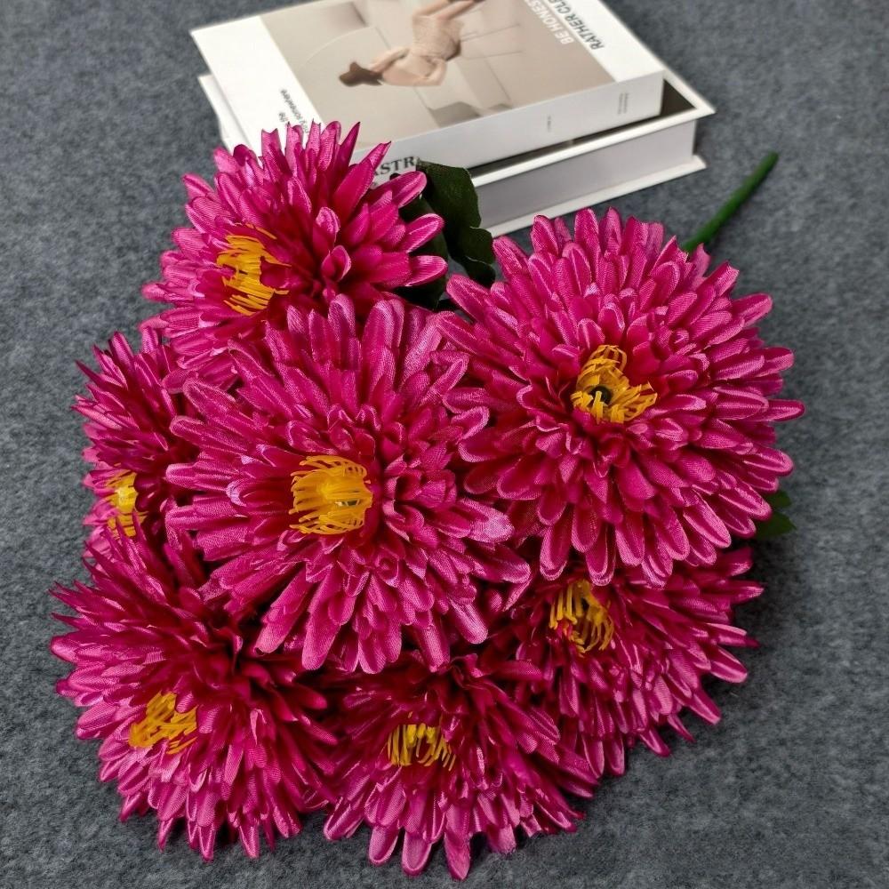 New 7 Heads Artificial Chrysanthemum Polychrome Large Fake Flower Anti-fading DIY Chrysanthemum Bouquet Home Decor