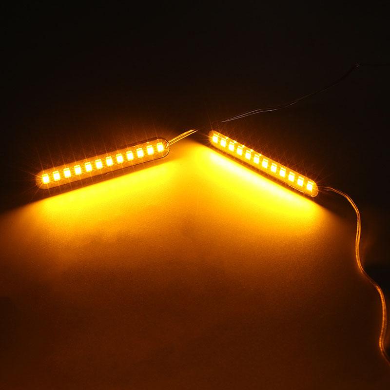 2x Turn Signal Strip Lamp 12 LED Motorcycle Flowing Water Tail Brake Lights 3528 SMD License Plate Light Blinker Stop Flicker