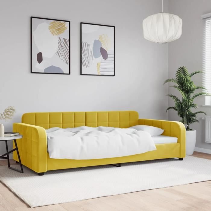 VidaXL Daybed Yellow 100x200 Cm Velvet 354070