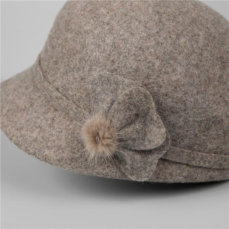 Autumn and Winter Women's Short Brim Cap In the Elderly Warm Wool Temperament Elegant Versatile Foreign Style Mother Hat